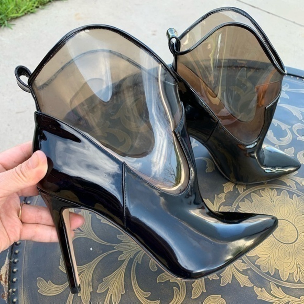 Jessica Simpson Periya Black Clear High Heel Boot